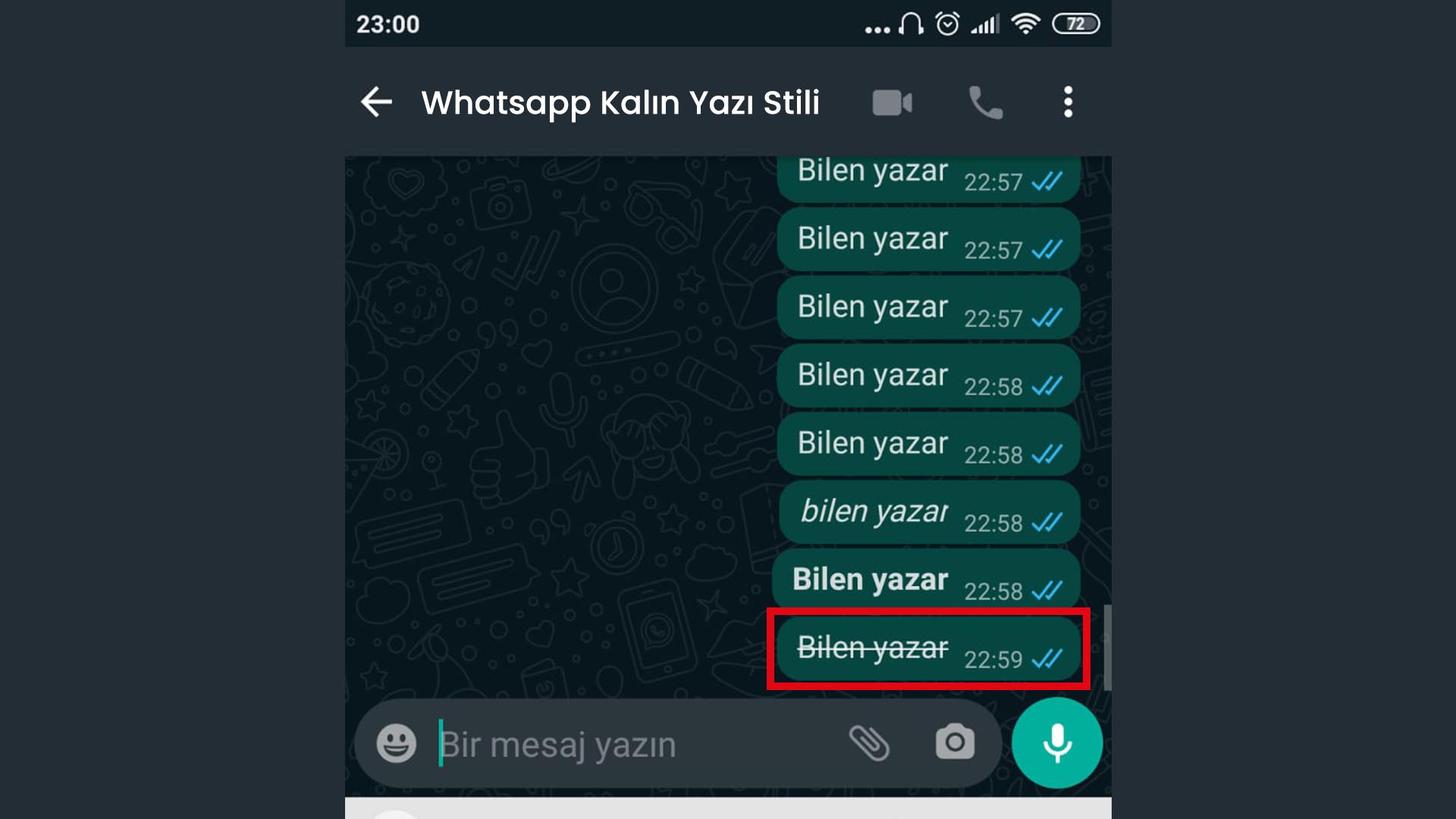 Whatsapp Yazı Stilini Değiştirme