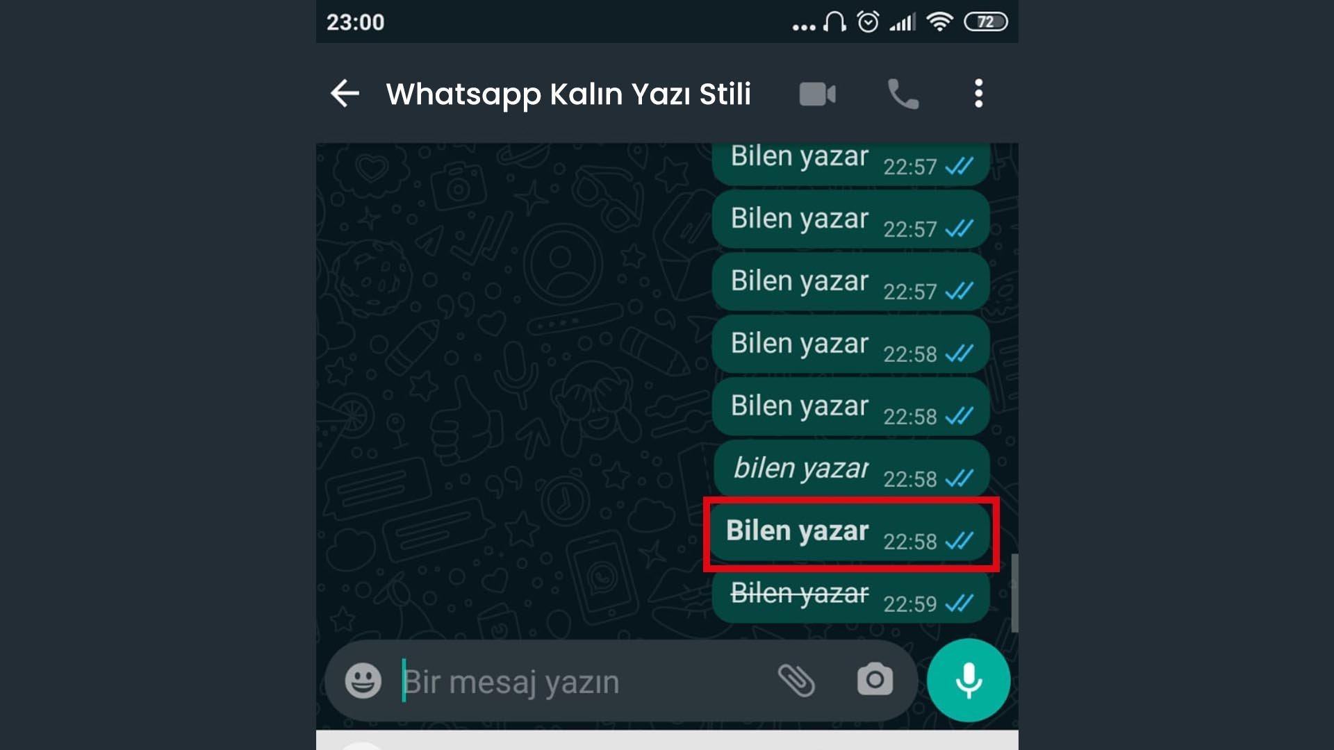 Whatsapp Yazı Stilini Değiştirme